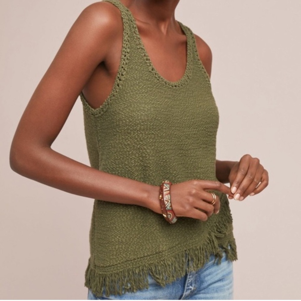 Anthropologie knit fringe tank